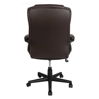 Ergonomic Executive Office Chair High Back Brown Faux Leather