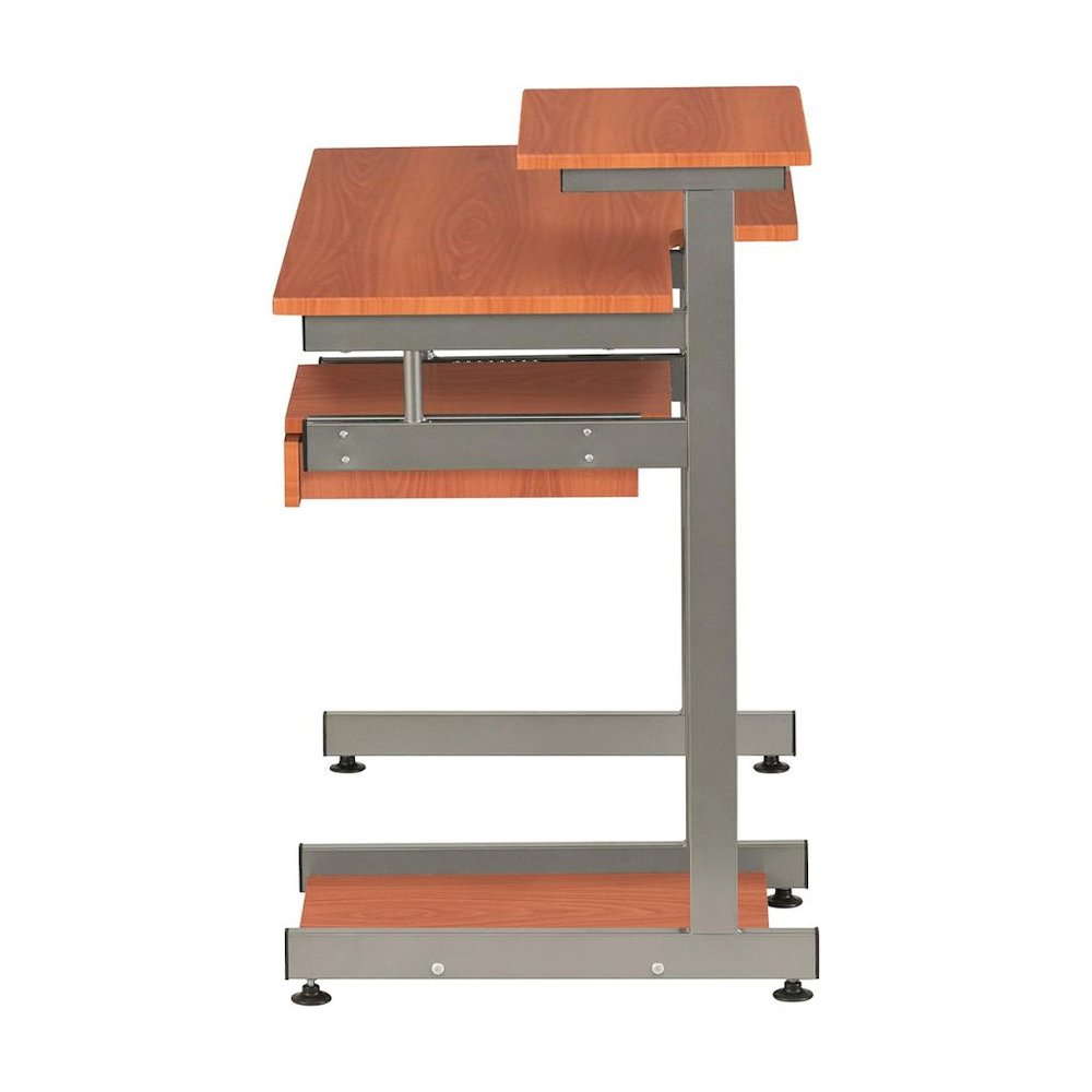 Brown Sturdy Desk With Drawer And 4 Shelves, Heavy Duty Executive Table