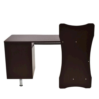 Chocolate Brown Wood Desk With 2 Drawers, CPU Shelf, Home Office Desk