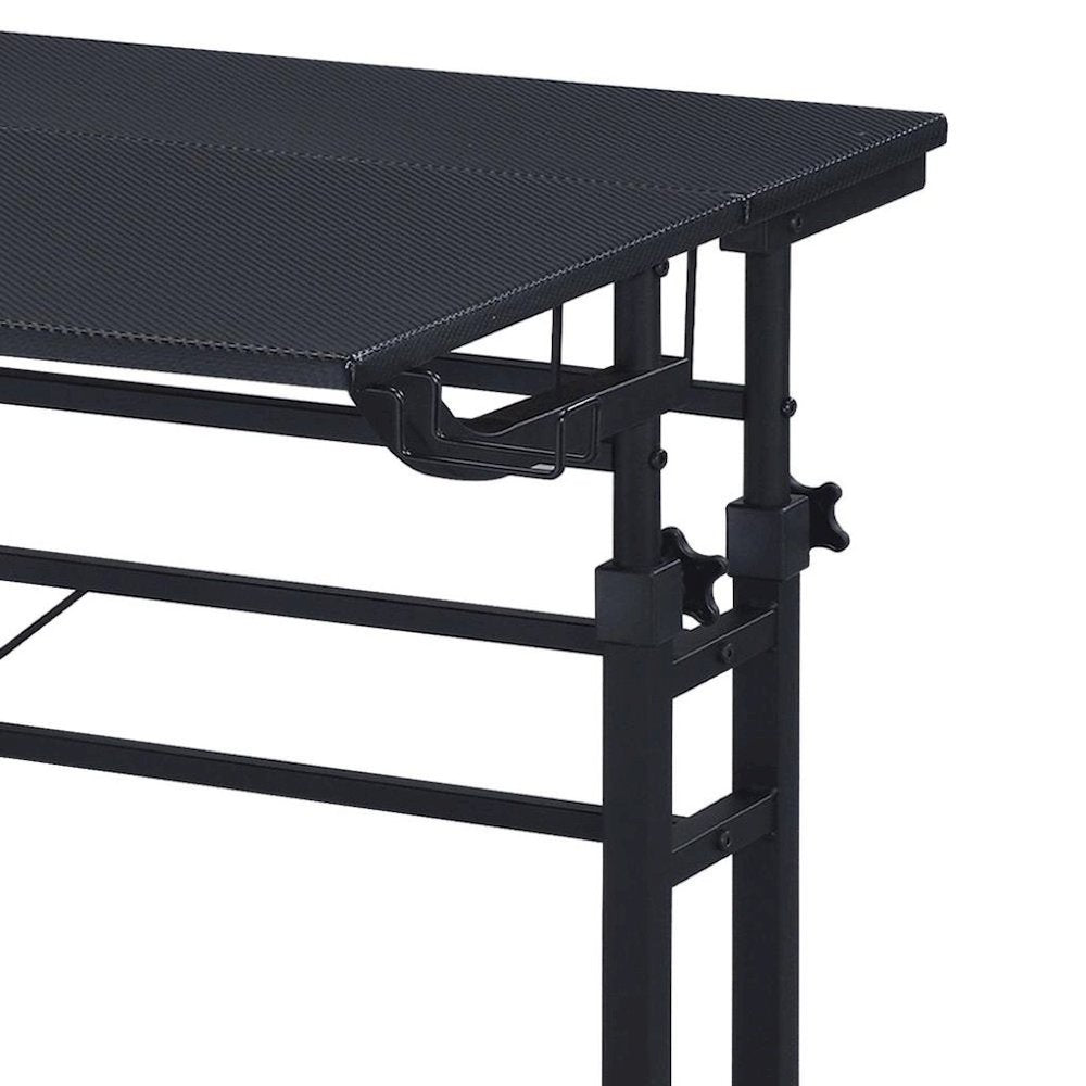 Black Adjustable Desk with Wheels, Computer and Office Table with Storage