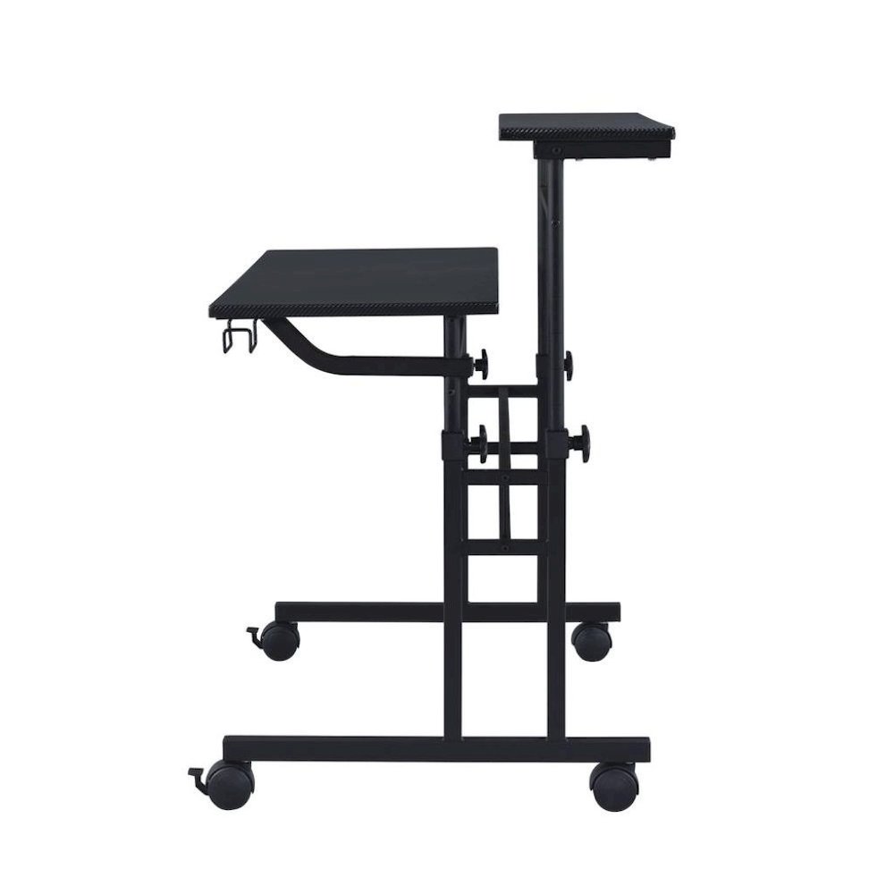 Black Adjustable Desk with Wheels, Computer and Office Table with Storage