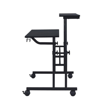 Black Adjustable Desk with Wheels, Computer and Office Table with Storage