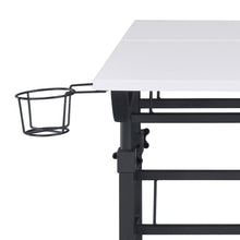 White Adjustable Desk with Wheels, Computer and Office Table with Storage