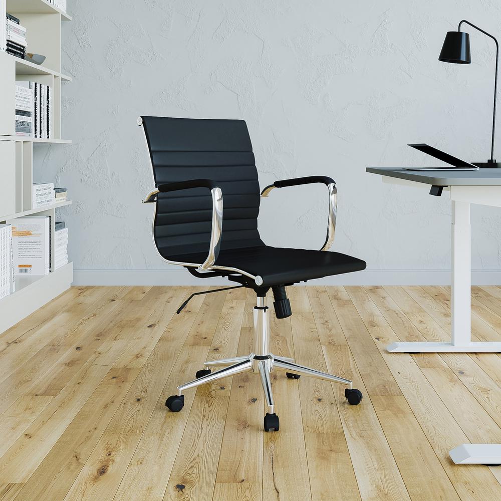 Modern Medium Back Executive Office Chair. Color: Black