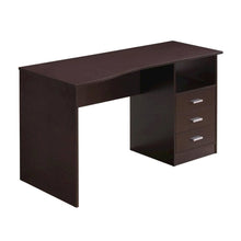 Brown Wood Desk With 3 Storage Drawers And Shelf, Home Office Writing Table