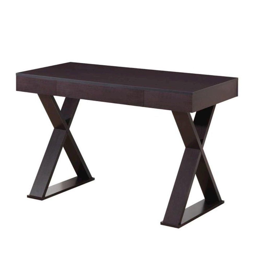 Espresso Brown Desk With Drawer, Modern Wood Table For Home Office Use