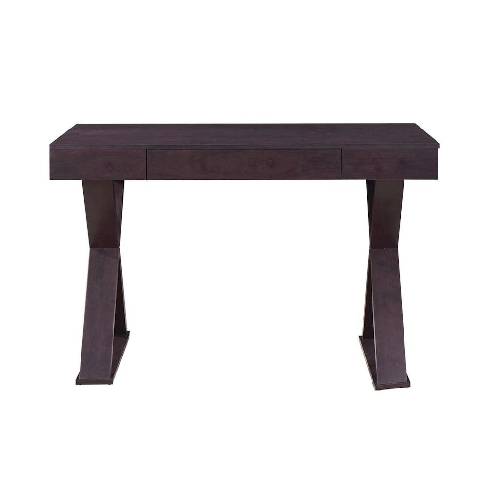 Espresso Brown Desk With Drawer, Modern Wood Table For Home Office Use