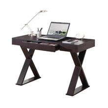 Espresso Brown Desk With Drawer, Modern Wood Table For Home Office Use