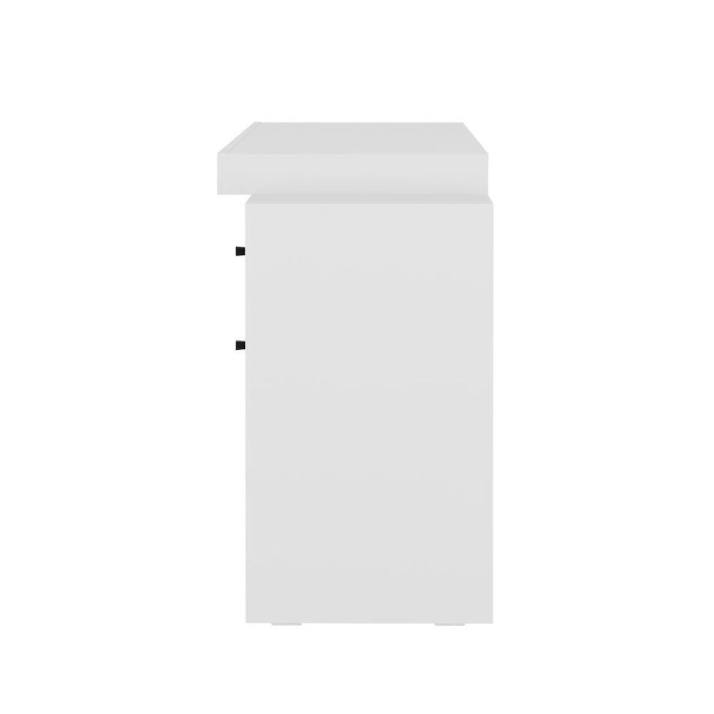 White Desk with Storage, Office Desk with 2 Drawers, 1 Shelf, Expandable Top