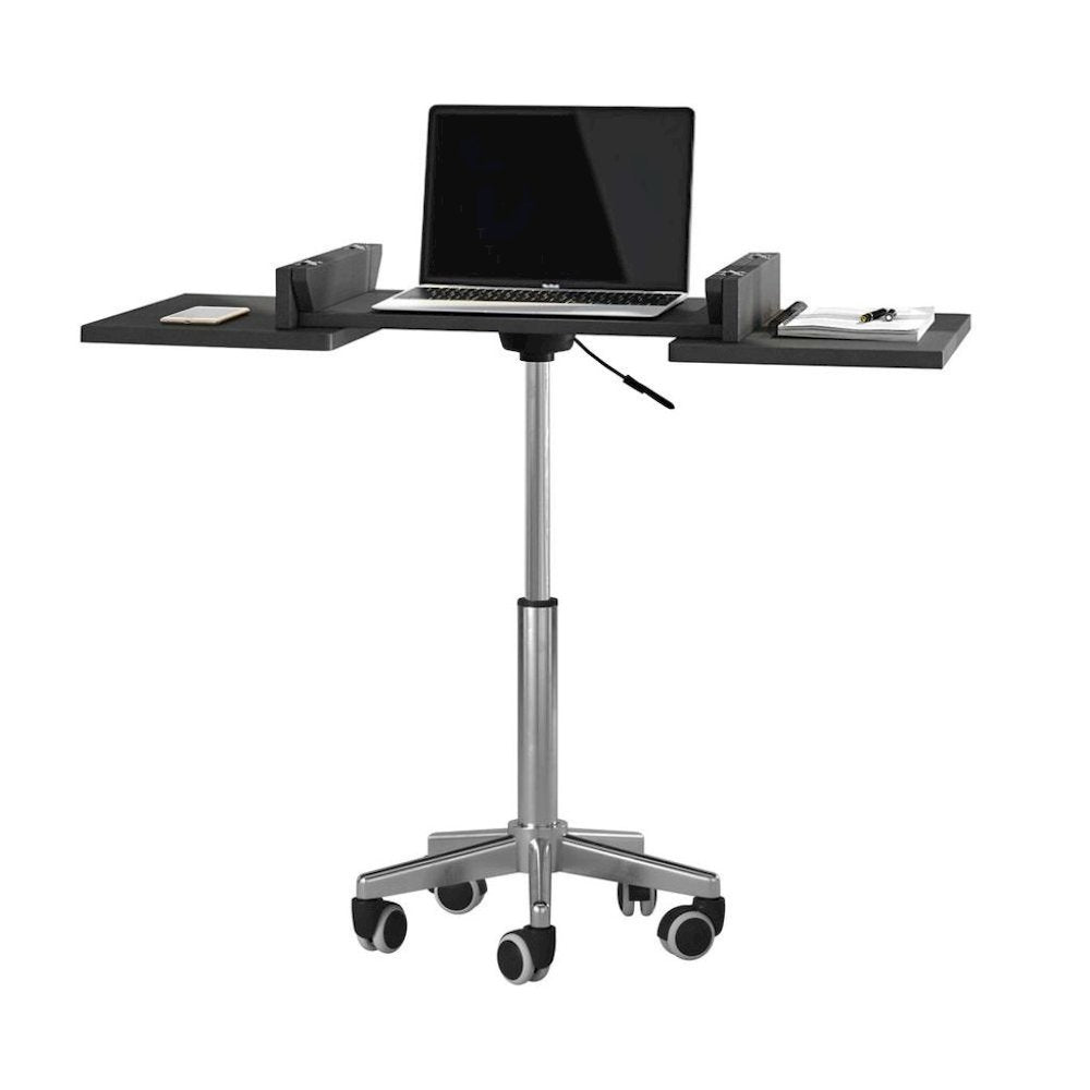 Gray Folding Desk With Adjustable Height And Panels, Portable Laptop Table