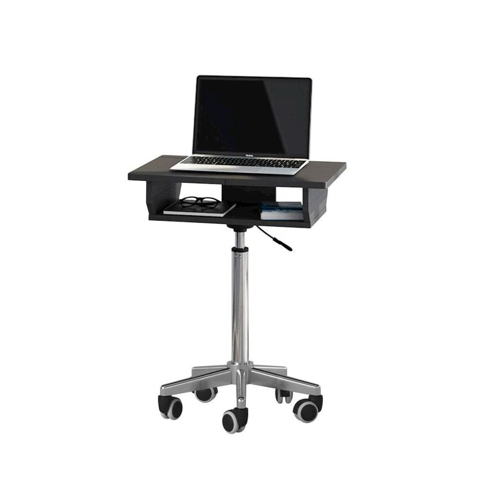 Gray Folding Desk With Adjustable Height And Panels, Portable Laptop Table