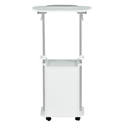 Sit-to-Stand Rolling Adjustable Laptop Cart With Storage, White