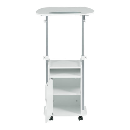 Sit-to-Stand Rolling Adjustable Laptop Cart With Storage, White