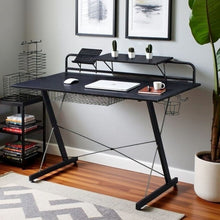 Black Gaming Table With Storage Tray, CD Rack, Cup Holder, For Game Room Use