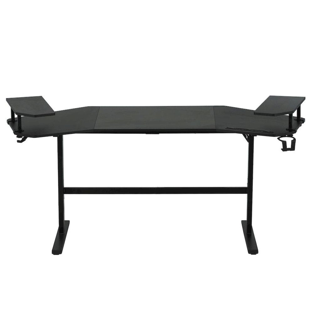 Black Gaming Desk with Wheels, Adjustable PC Desk Table for Gamers