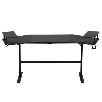 Black Gaming Desk with Wheels, Adjustable PC Desk Table for Gamers