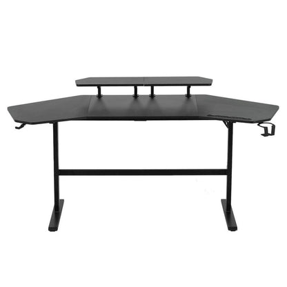 Black Gaming Desk with Wheels, Adjustable PC Desk Table for Gamers