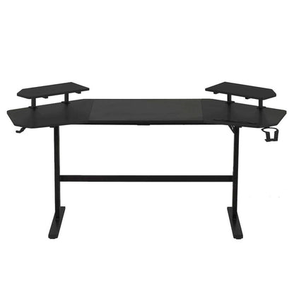 Black Gaming Desk with Wheels, Adjustable PC Desk Table for Gamers