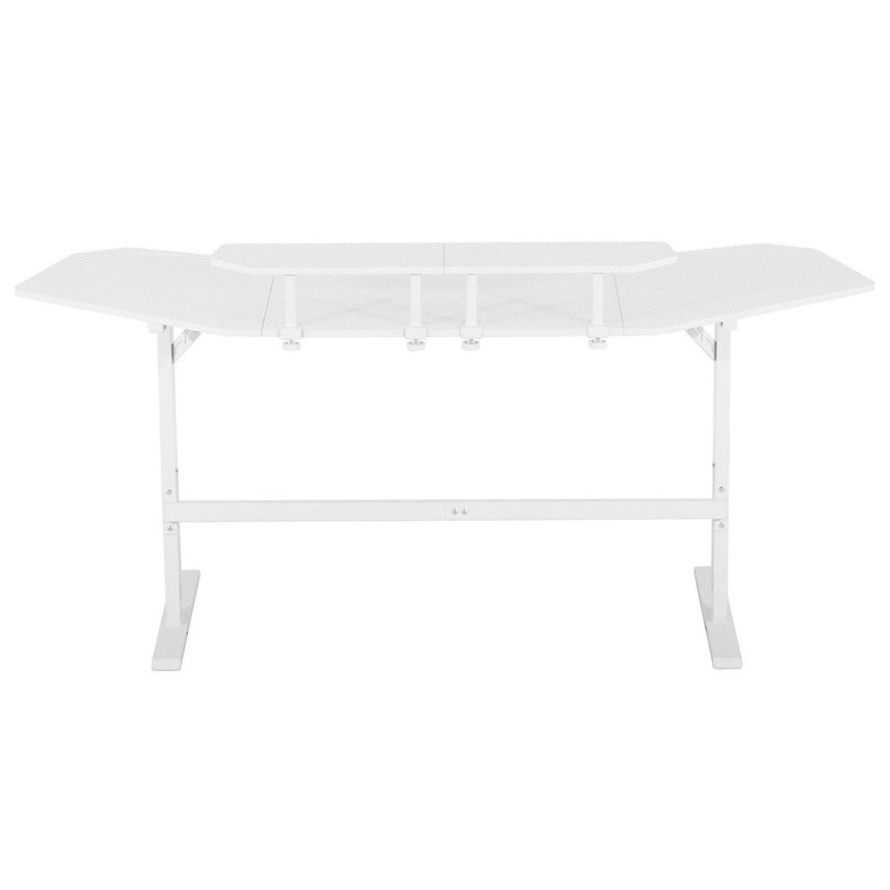 White Gaming Desk with Wheels, Adjustable PC Desk Table for Gamers