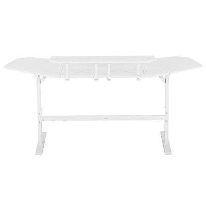 White Gaming Desk with Wheels, Adjustable PC Desk Table for Gamers