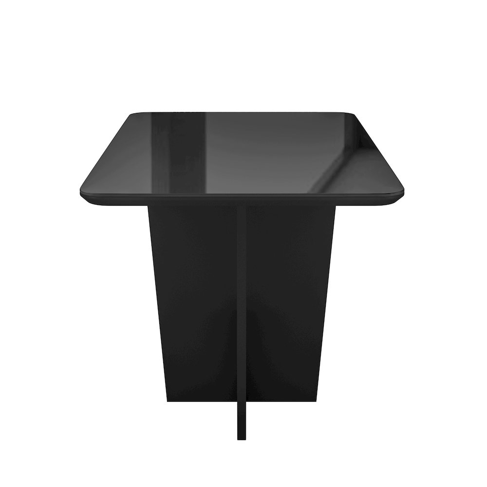 4 Seater Italian Dining Table with Painted Glass Top and Wooden Base, Black