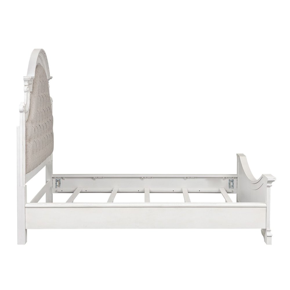Magnolia Manor California King Upholstered Bed - Antique White & Weathered Bark
