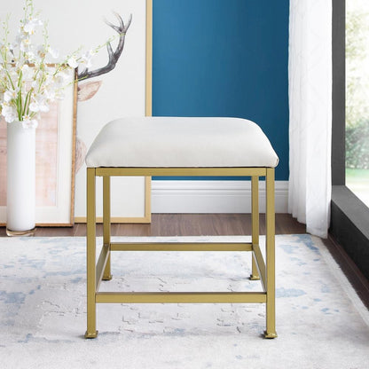 Soft Gold Bedroom Vanity Stool with cushioned seat and sleek design