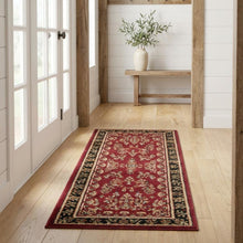 Red and Black Area Rug with Power Loomed Polypropylene Material, Jute Backing