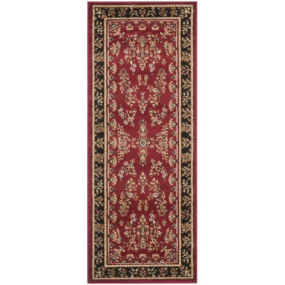 Red and Black Area Rug with Power Loomed Polypropylene Material, Jute Backing