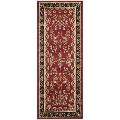 Red and Black Area Rug with Power Loomed Polypropylene Material, Jute Backing