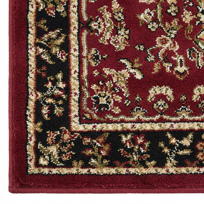 Red and Black Area Rug with Power Loomed Polypropylene Material, Jute Backing