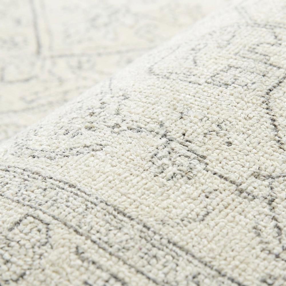 Ivory and Silver Area Rug with Power Loomed Polypropylene Pile, Large Rectangle