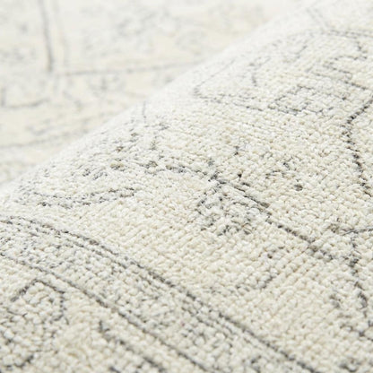 Ivory and Silver Area Rug with Power Loomed Polypropylene Pile, Large Rectangle