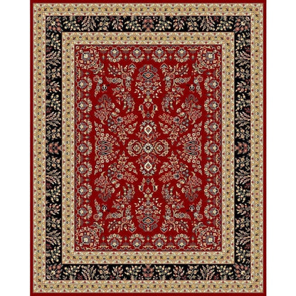 Red/Black Area Rug with Power Loomed Polypropylene Pile and Jute Backing