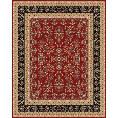 Red and Black Area Rug with Jute Backing and Power Loomed Construction