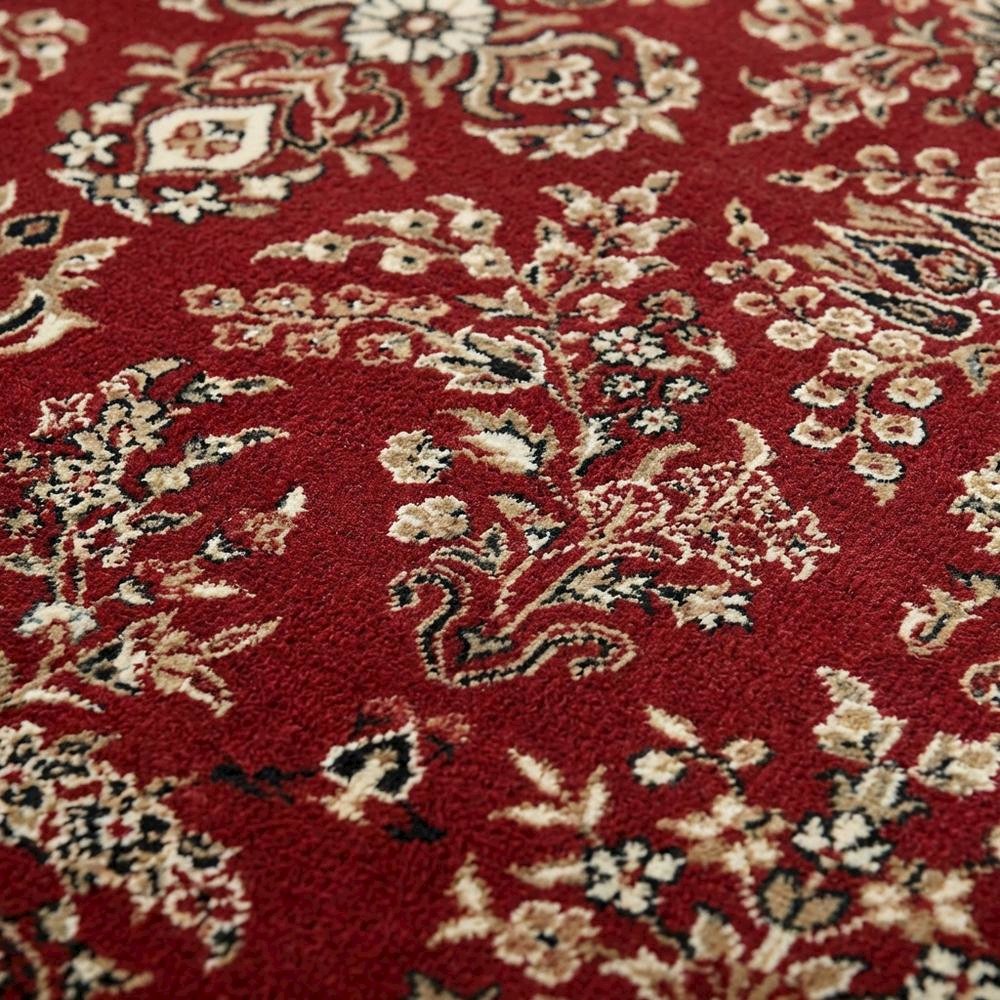 Red and Black Area Rug with Jute Backing and Power Loomed Construction