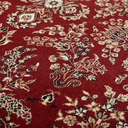 Red and Black Area Rug with Jute Backing and Power Loomed Construction