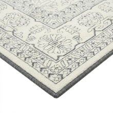 Ivory and Silver Area Rug with Power Loomed Polypropylene Pile, Large Rectangle
