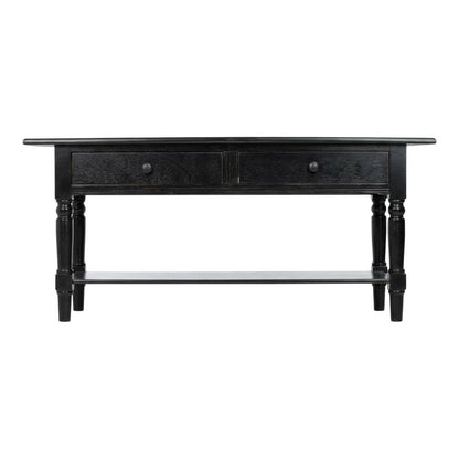 Black Pine Coffee Table with 2 Drawers and Aluminum Alloy Frame