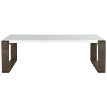 Mid-Century Modern White and Dark Brown Coffee Table with Wood Frame
