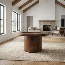 Dark Brown Round Pedestal Coffee Table with Wooden Frame and 40 lb Capacity