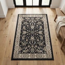 Anthracite and Cream Area Rug with Power Loomed Polypropylene Pile, Jute Backing