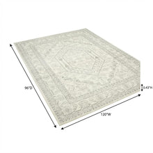 Ivory and Silver Area Rug with Power Loomed Polypropylene Pile, Large Rectangle