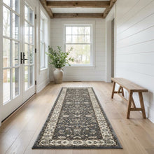 Grey / Cream Area Rug with Power Loomed Jute Backing, 2'-3" x 8' style