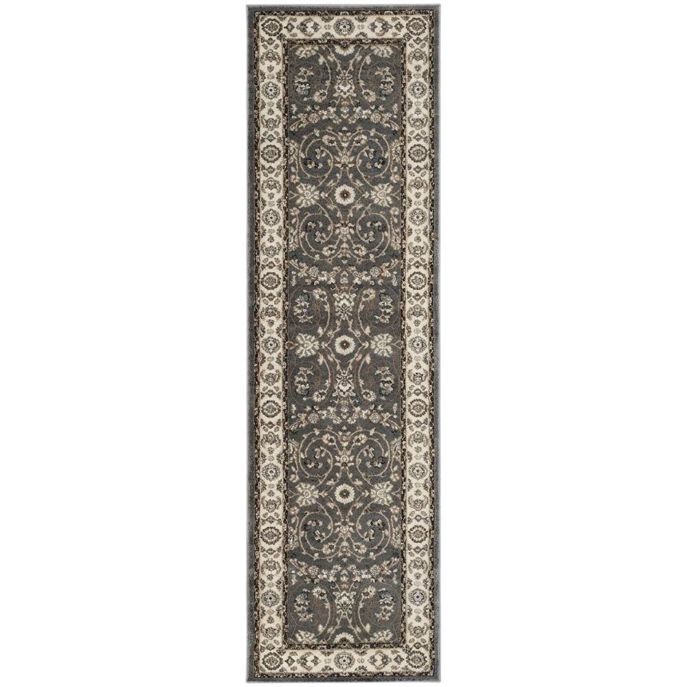 Grey / Cream Area Rug with Power Loomed Jute Backing, 2'-3" x 8' style