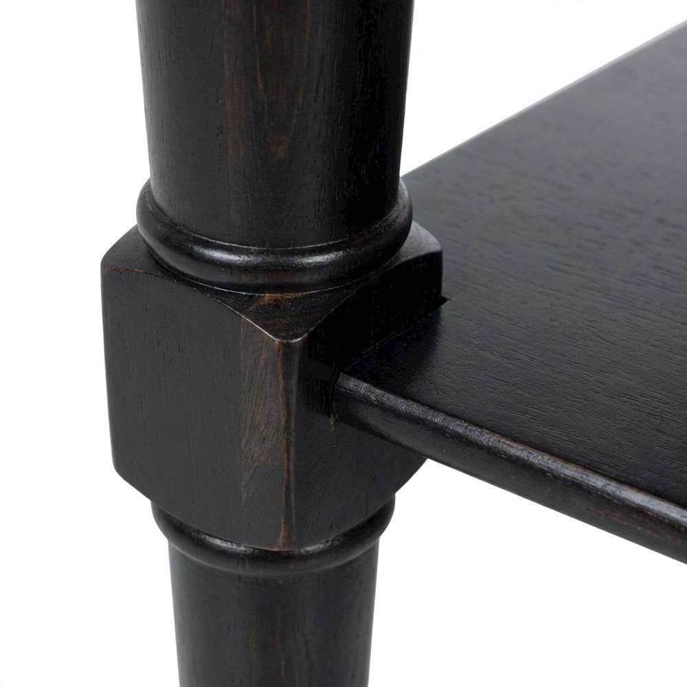 Black Pine Coffee Table with 2 Drawers and Aluminum Alloy Frame