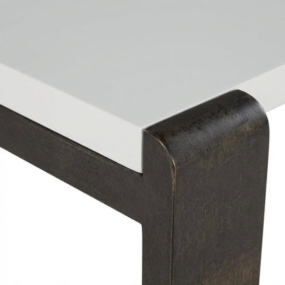 Mid-Century Modern White and Dark Brown Coffee Table with Wood Frame