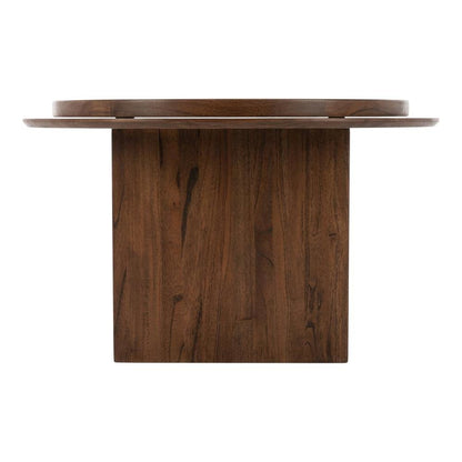 Dark Brown Round Pedestal Coffee Table with Wooden Frame and 40 lb Capacity