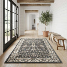 Gray and Cream Area Rug with Power Loomed Construction and Jute Backing