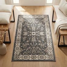 Gray and Cream Area Rug with Power Loomed Construction and Jute Backing